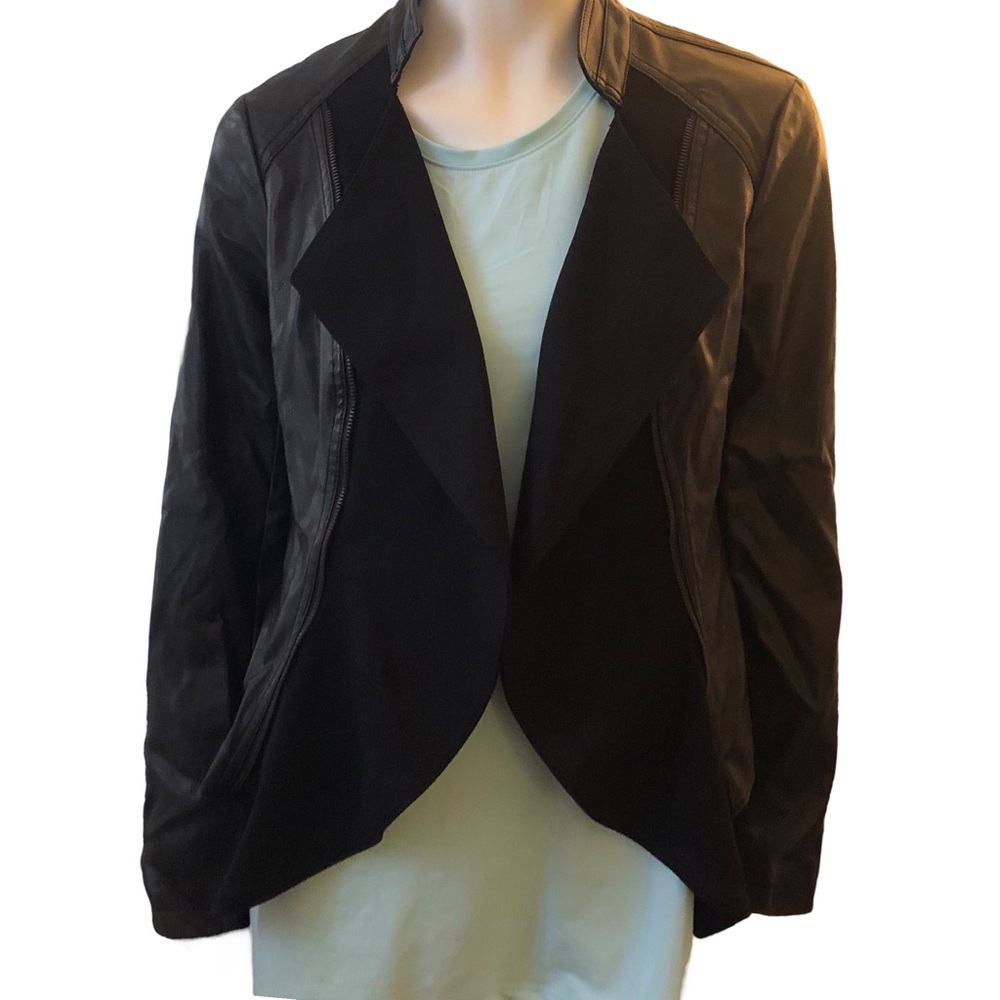 I.N.C M Vegan Black Leather Blazer Bikercore Jacket - Picture 7 of 7